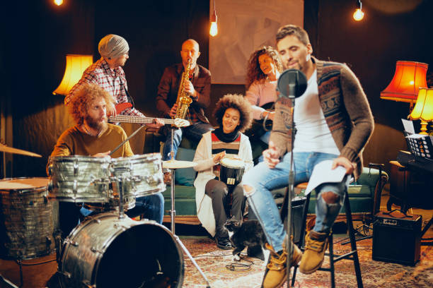 istock Musicians having rehearsal in home studio. 1131468994