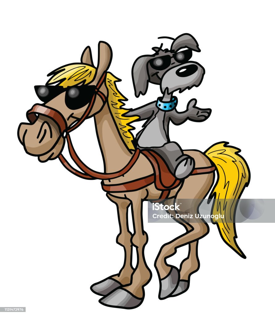 Friendship Between A Cartoon Horse And A Dog Vector Illustration Stock  Illustration - Download Image Now - iStock
