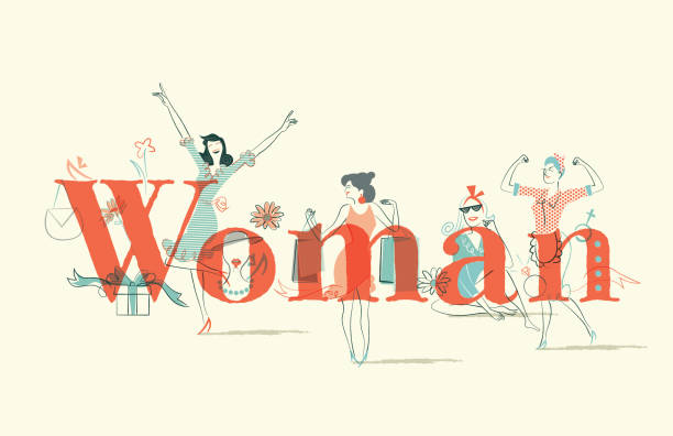 Woman Issues this image represents the femininity, for this international day of women, in a naive comic style only women illustrations stock illustrations