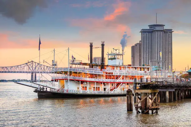 Photo of New Orleans paddle steamer in Mississippi river in New Orleans