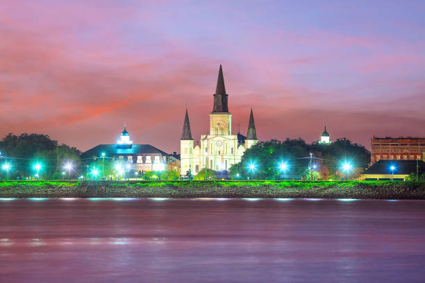 St. Louis Cathedral in the French Quarter, New Orleans, Louisiana USA St. Louis Cathedral in the French Quarter, New Orleans, Louisiana jackson square stock pictures, royalty-free photos & images