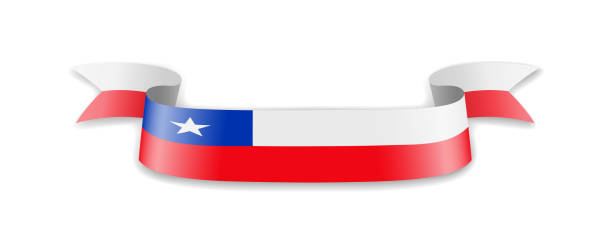 Chile flag in the form of wave ribbon. Chile flag in the form of wave ribbon. Vector illustration. flag of chile stock illustrations