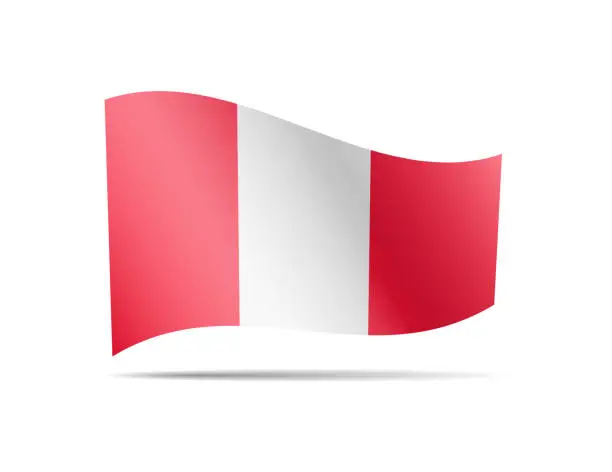 Vector illustration of Waving Peru flag in the wind. Flag on white vector illustration