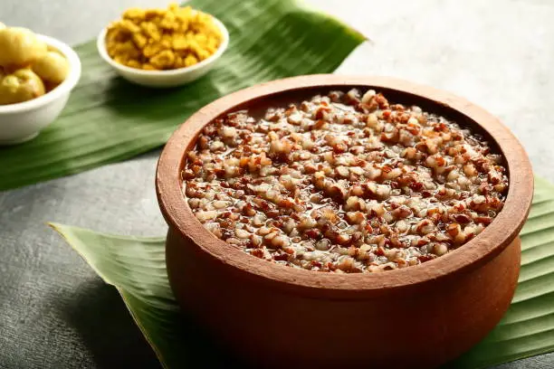 Homemade healthy meal organic brown rice porridge,