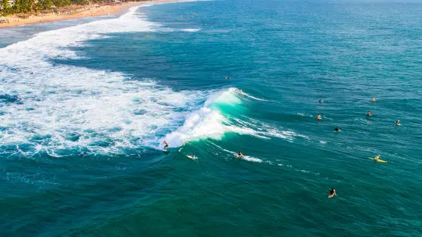 Photo of Aerial. Surfers. Hikkaduwa, Sri Lanka.