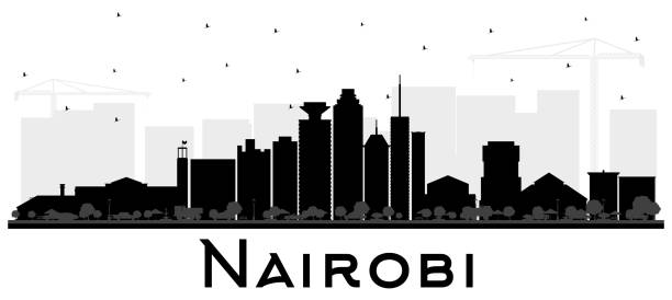 illustrazioni stock, clip art, cartoni animati e icone di tendenza di nairobi kenya city skyline silhouette con edifici neri isolati su bianco. - nairobi