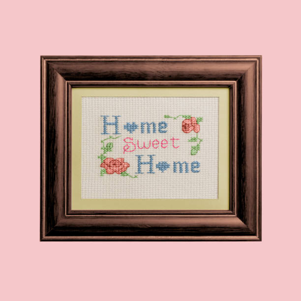home sweet home sampler - cross stitch zdjęcia i obrazy z banku zdjęć