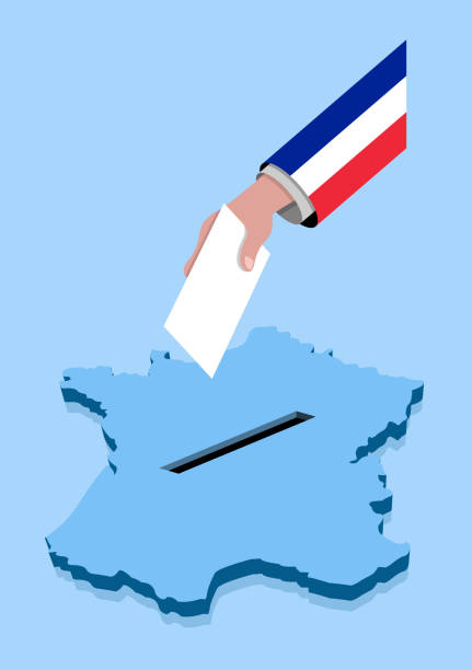 ilustraciones, imágenes clip art, dibujos animados e iconos de stock de vota por las elecciones francesas sobre un mapa de francia - france election presidential election french culture