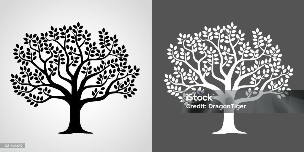 Illustration set of leafy tree Negative / negative- Tree stock vector