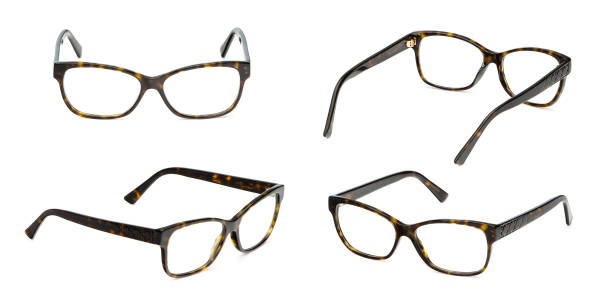 istock Set black and yellow glasses business in rectangular frame transparent isolated on white background. Collection fashion office eye glasses 1131528466