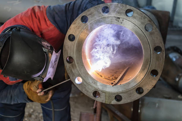 istock Flat welding flange to the pipe steel 1131530347