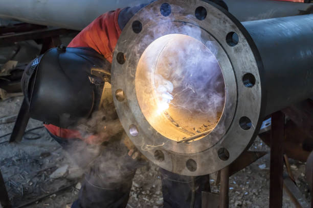 istock Flat welding flange to the pipe steel 1131530491