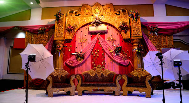 istock Wedding couple stage in Banquet Hall 1131532484