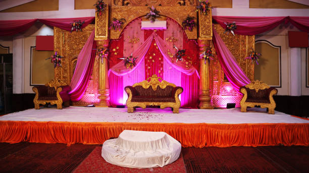 istock Wedding couple stage in Banquet Hall 1131533126