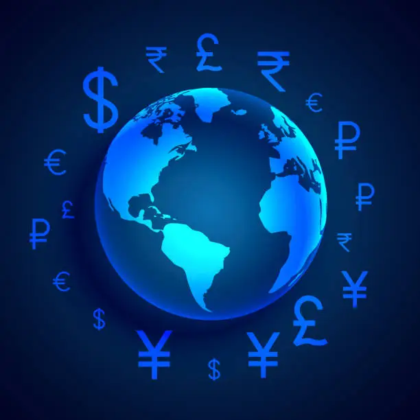 Vector illustration of global digital money transfer concept design