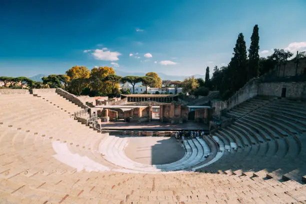 Photo of Pompeii, Italy. View Of Great Theatre Of Pompey In Sunny Day