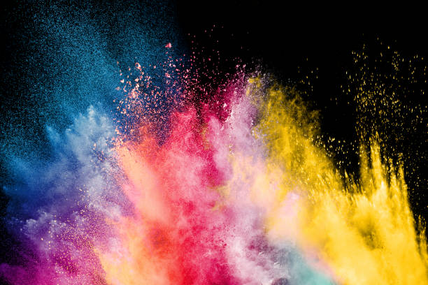 festival de color holi. explosión colorida para el polvo de happy holi. fondo de la explosión del polvo del color. - cultura hindú fotos fotografías e imágenes de stock