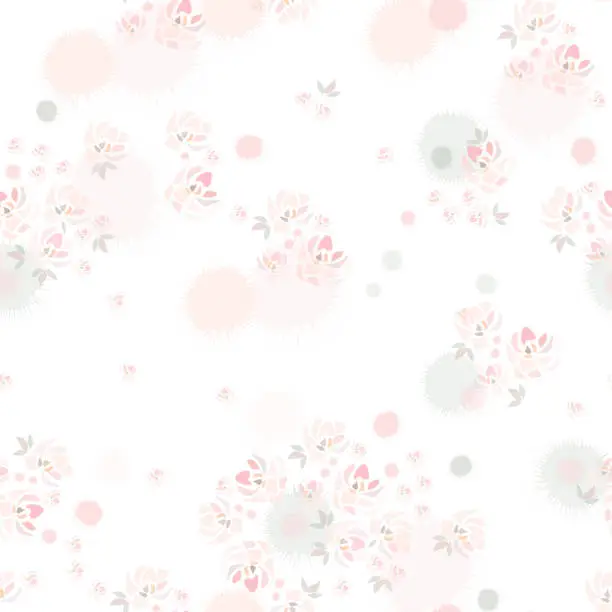 Vector illustration of Hand drawn pink roses flowers on white background like a watercolor painting.