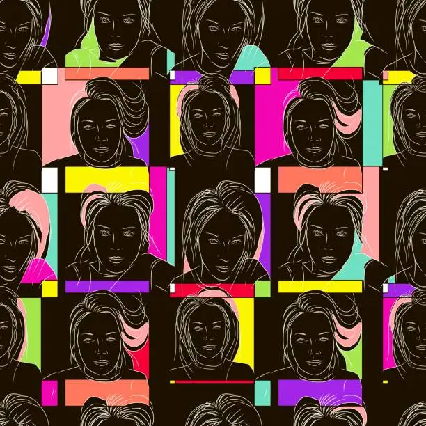 Vector illustration of Selfie girl face and colorful frames.