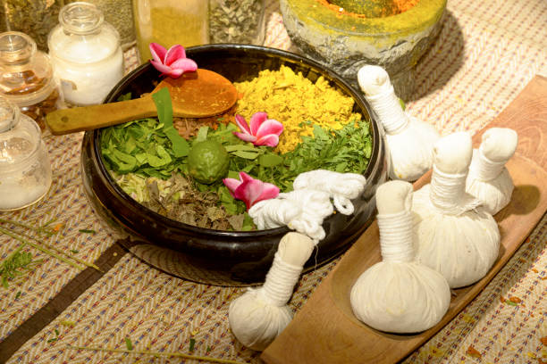 istock Ayurvedic medicine, Indian traditional herbal therapy 1131541421