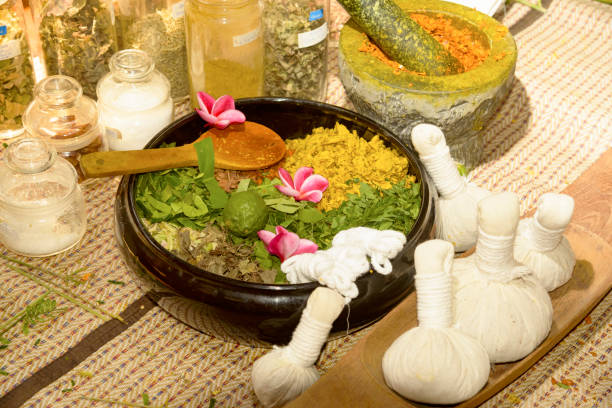 istock Ayurvedic medicine, Indian traditional herbal therapy 1131541427
