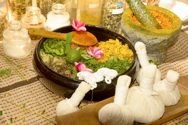 istock Ayurvedic medicine, Indian traditional herbal therapy 1131541432