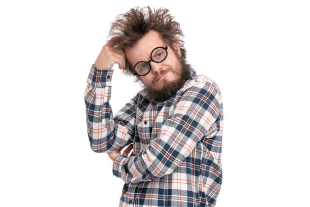 istock Crazy bearded man emotions and signs 1131541459
