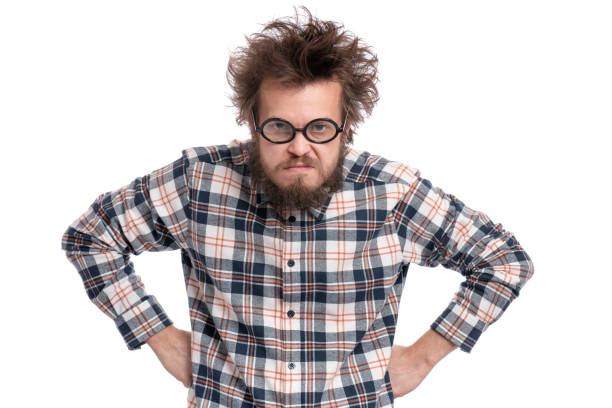 istock Crazy bearded man emotions and signs 1131541488