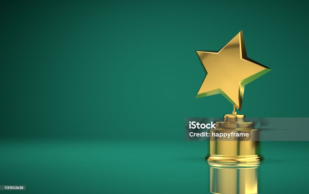 Star award green background Star award against gradient background Award Stock Photo