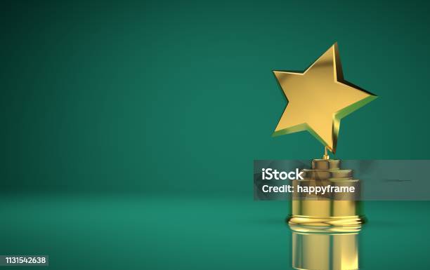 Star Award Green Background Stock Photo - Download Image Now - Award, Green Color, Star Shape