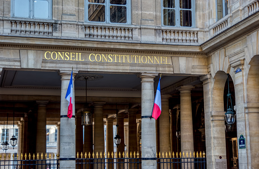 Paris, France, February 22, 2019: French Constitutional Council (Conseil Constitutionnel) located in the Palais Royal - Paris, France