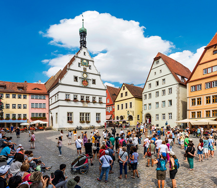 Famous town square at Rothenburg ob der Tauber, Germany.