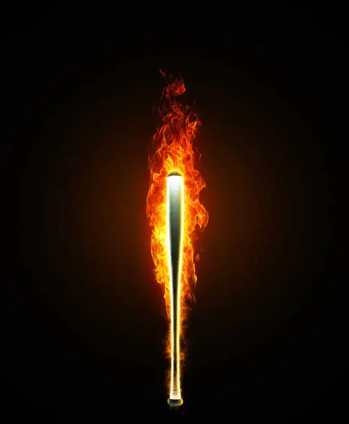 Fiery baseball bat burning