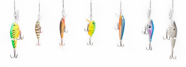 istock A group of fishing lures on a white background. 1131546099