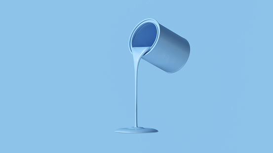 Blue Paint Tin Pouring 3d illustration 3d render