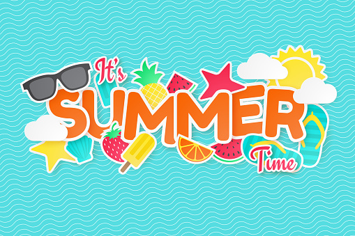 Summer vector background. Paper cut. Can used for banners,Wallpaper,flyers, invitation, posters, brochure. Vector illustration