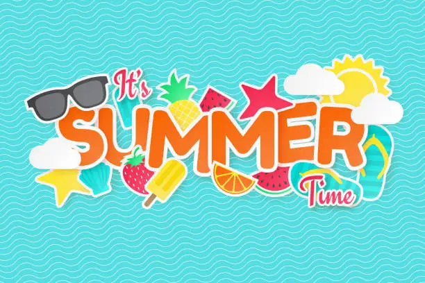Vector illustration of Summer vector background. Paper cut. Can used for banners,Wallpaper,flyers, invitation, posters, brochure.