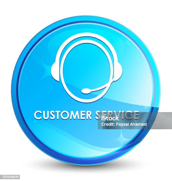 Customer Service Point Cutton Image Customer Service Splash Natural Blue Round Button Stock Illustration ...