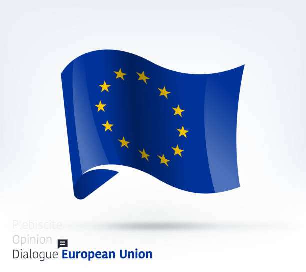 ilustraciones, imágenes clip art, dibujos animados e iconos de stock de bandera de la unión europea diálogo internacional y gestión de conflictos - european community european union flag europe flag