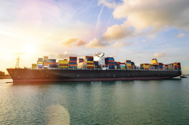 istock Giant cargo ship and its tugs 1131553999
