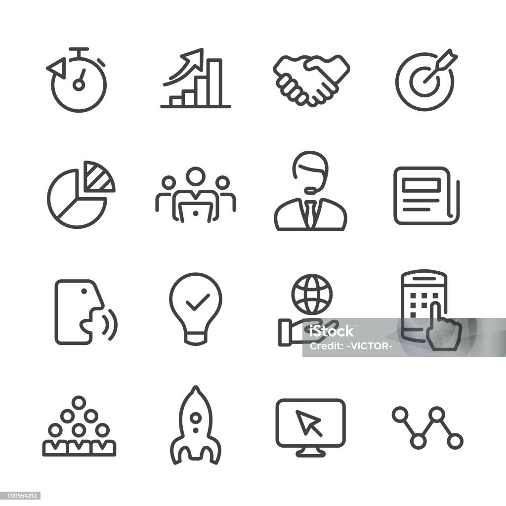 Business and Media Icons Set - Line Series Business, Media, Adult stock vector