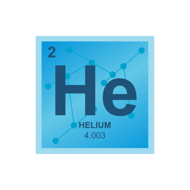 Vector symbol of helium on the background from connected molecules Vector symbol of helium from the periodic table of the elements on the background from connected molecules. Symbol is isolated on white background. helium stock illustrations