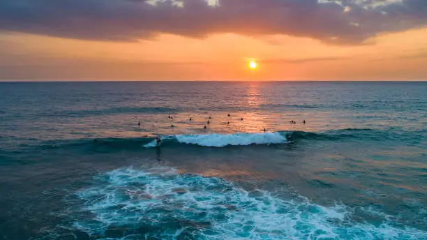 Photo of Aerial. Surfers. Hikkaduwa, Sri Lanka.