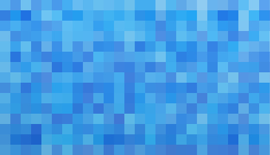 Vintage Video Game Background. Many pixels with shades of blue.