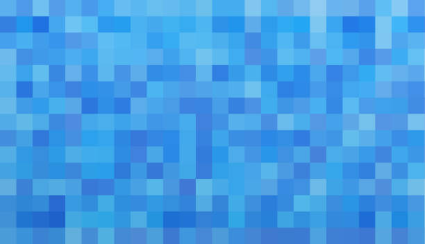 Video Game Pixel Background. Vintage Video Game Background. Many pixels with shades of blue. computer chess stock pictures, royalty-free photos & images