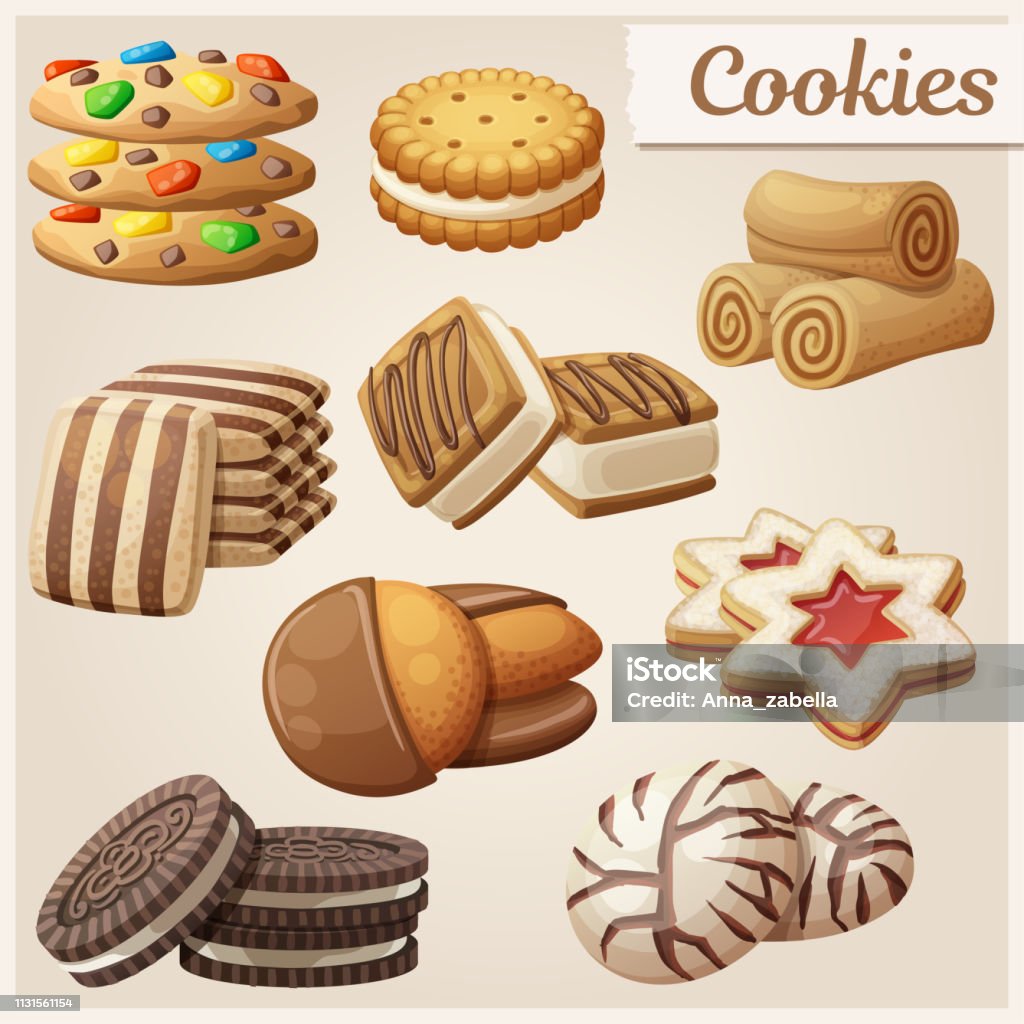 Vetores de Jogo De Bolinhos Deliciosos Ilustração Do Vetor e mais imagens  de Biscoito - Biscoito, Figura para recortar, Folheado com Creme - iStock