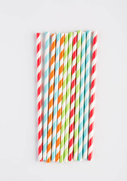 istock Colourful papser strasws on white background 1131561720