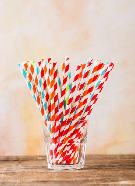 istock Eco friendly Stripped paper straws in a glass 1131561949