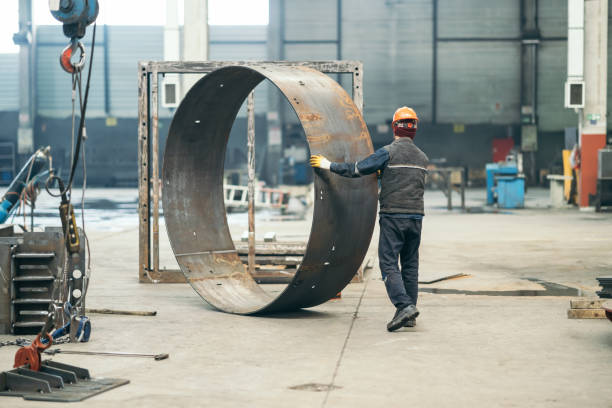 steel seamless rolled ring forging - pulley hook crane construction imagens e fotografias de stock