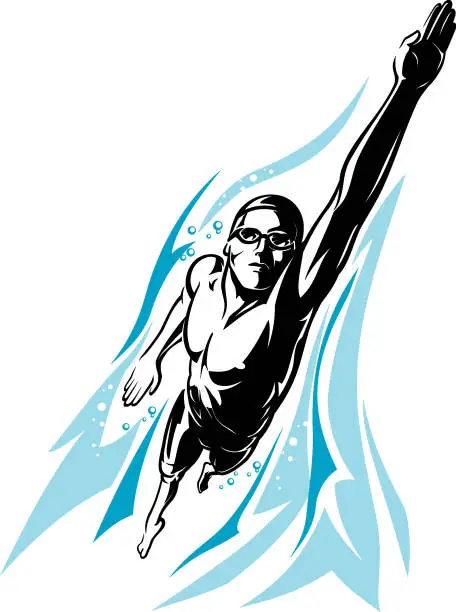 Vector illustration of Swimmer Front Crawl
